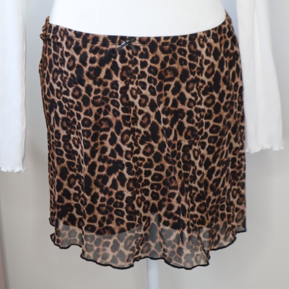 See You on Monday Cheetah Mesh Lined Skirt LARGE